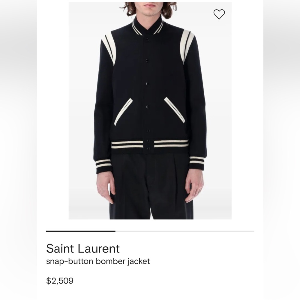 Saint Laurent Black and Cream Bomber Jacket